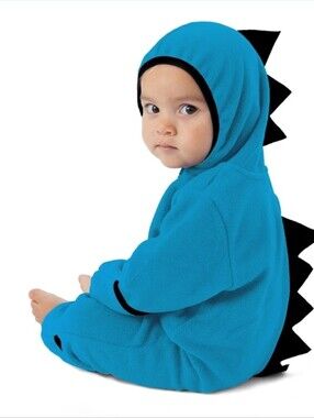 Cuddle Club Toddler Blue Dino Hooded Onesie 3t